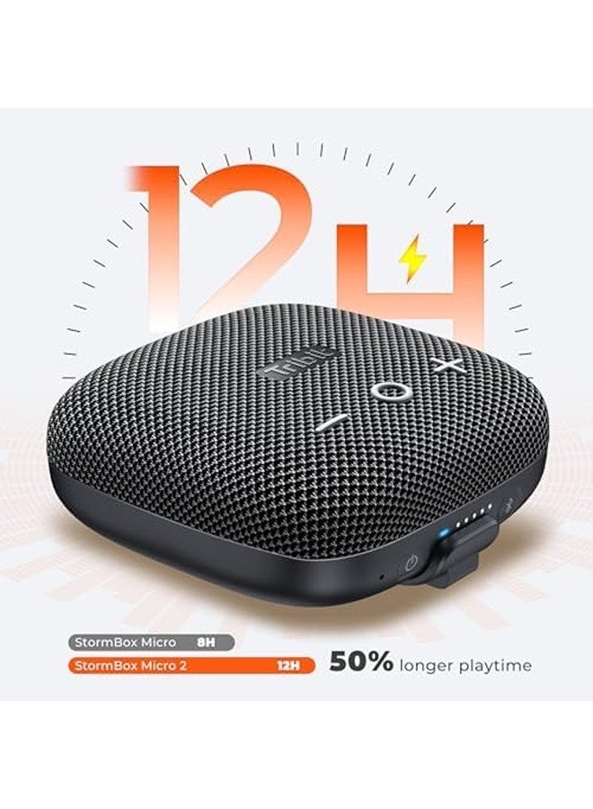 تريبيت سماعة بلوتوث StormBox Micro 2 – أسود | صوت قوي بحدة 90 ديسيبل، صوت جهير عميق، مقاومة للماء والغبار بمعيار IP67، تشغيل حتى 12 ساعة، بلوتوث 5.3، حزام مدمج، مدى اتصال يصل إلى 120 قدمًا - Image 2