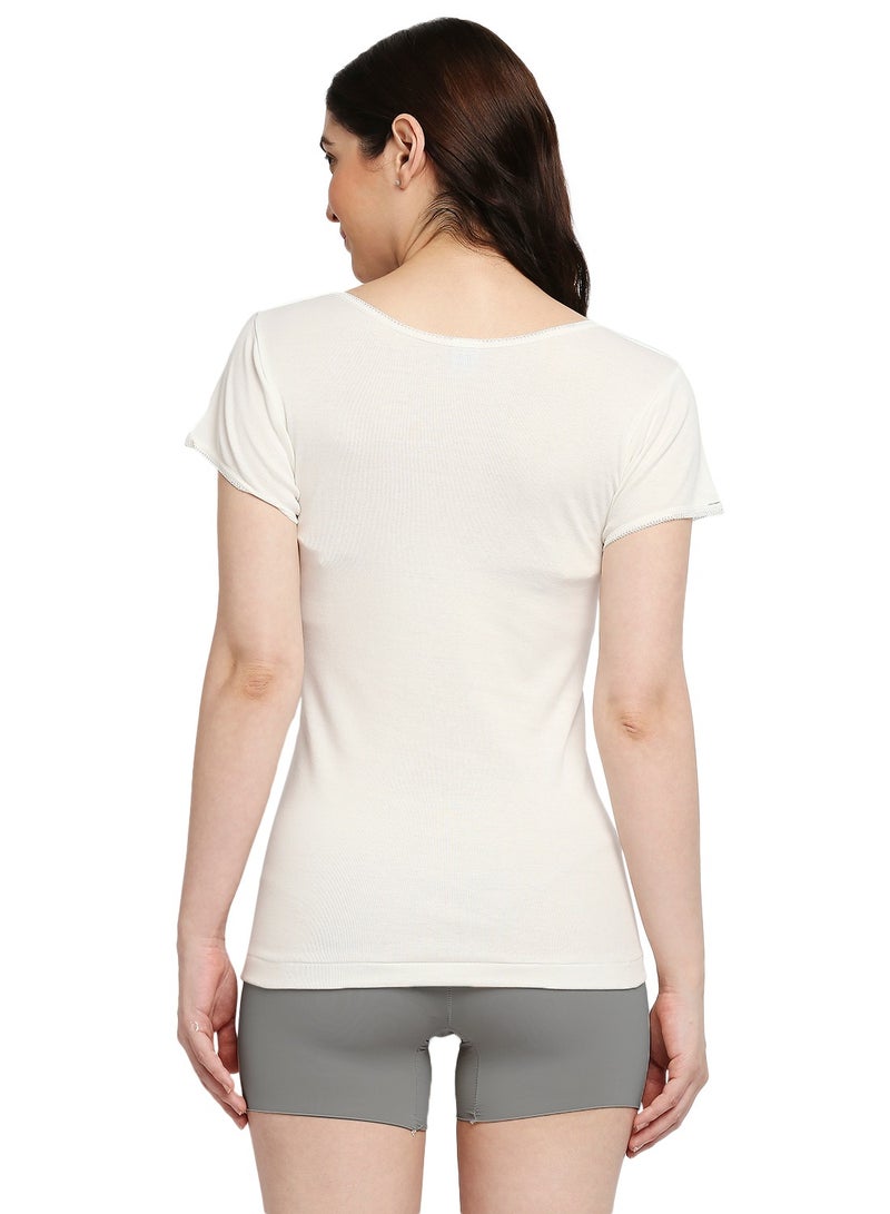 BYC WOMEN'S COTTON UNDERSHIRT - IVORY  - Image 5