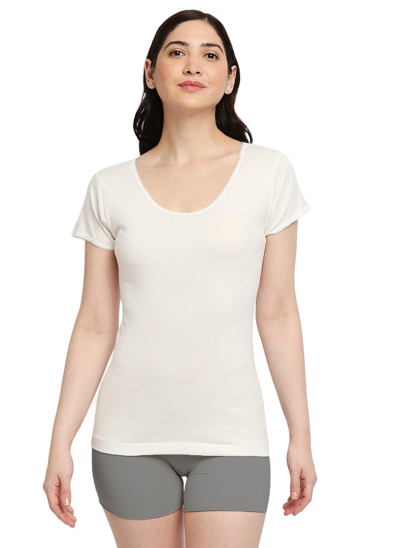 BYC WOMEN'S COTTON UNDERSHIRT - IVORY  - Image 2