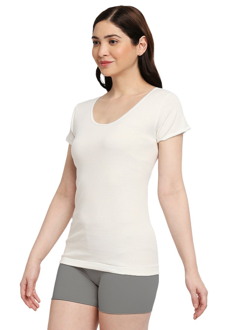 BYC WOMEN'S COTTON UNDERSHIRT - IVORY  - Image 4