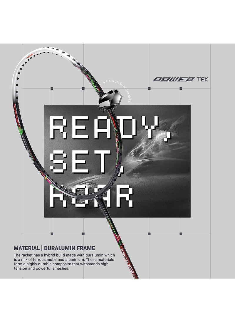 POWERTEK 1000 PRO Graphite Strung Badminton Racket (95g, Maximum String Tension - 24lbs)