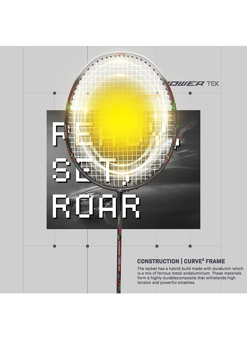 POWERTEK 1000 PRO Graphite Strung Badminton Racket (95g, Maximum String Tension - 24lbs)