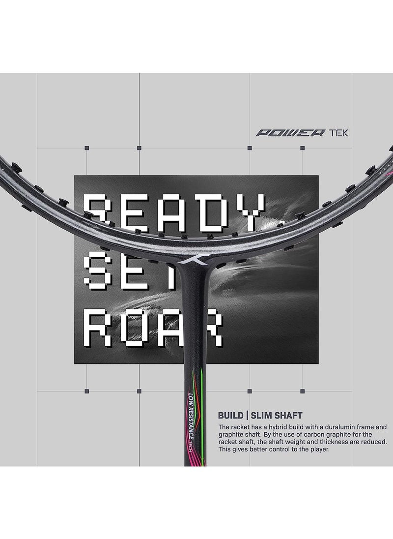 POWERTEK 1000 PRO Graphite Strung Badminton Racket (95g, Maximum String Tension - 24lbs)