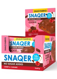 Snaq Fabriq Snaqer Protein Cookie with Cherry and Caramel No Sugar Added 10x45g  - Image 1