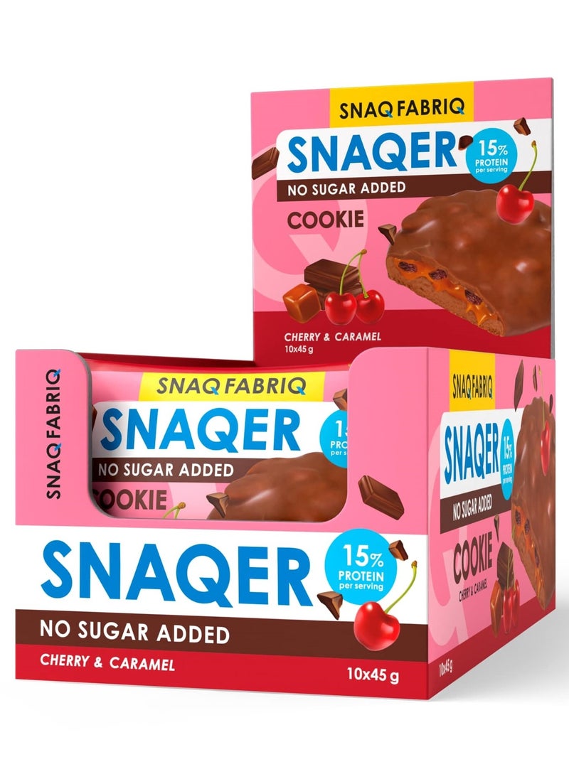 Snaq Fabriq - Snaqer Protein Cookie with Cherry and Caramel No Sugar Added 10x45g - Image 1
