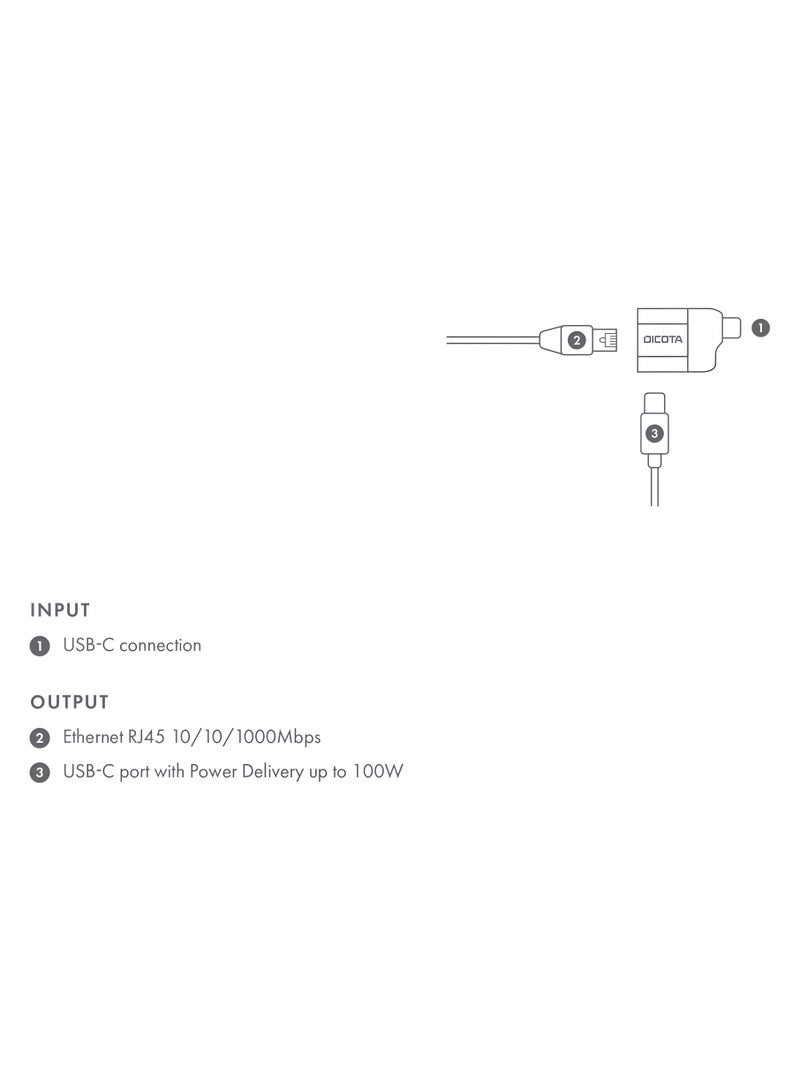 ديكوتا محول USB C إلى إيثرنت، منفذ شحن 100 وات، محول إيثرنت إلى USB C لجهاز Chromecast مع Google TV، محول شبكة LAN إيثرنت من النوع C مع توصيل الطاقة - Image 4