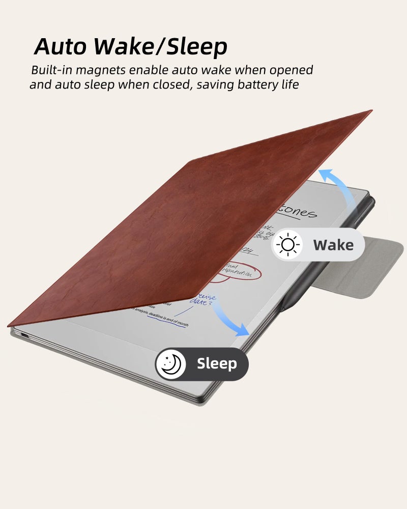 WALNEW Case for Remarkable Paper Pro,Magnetic Slim Book Folio Cover with Pen Clasp, Auto Sleep/Wake Protective Cover for Remarkable Paper Pro 11.8" (2024 Released),Brown - Image 5