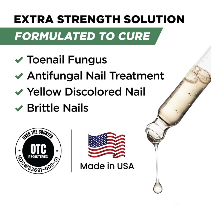 Foot Cure Toenail Renewal Solution Extra Strength Care for Toe Nail & Fingernails - Nail Repair Solution for broken, Discolored Nails - Renews Damaged Cracked Ingrown Toenail Made In USA 0.50 Fl Oz - 2 Pack - Image 2