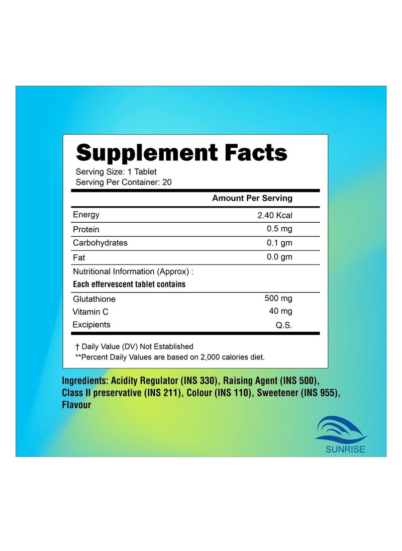 SUNRISE Glutathione 500mg With Vitamin C Effervescent Tablets 20's  - Image 5