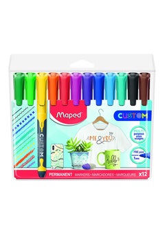 12-Piece Multi Purpose Permanent Marker Multicolour