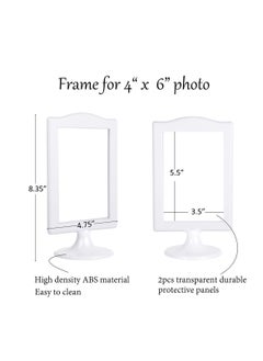 Double Sided Pedestal Picture Frames for 4x6 Inch Photos (White