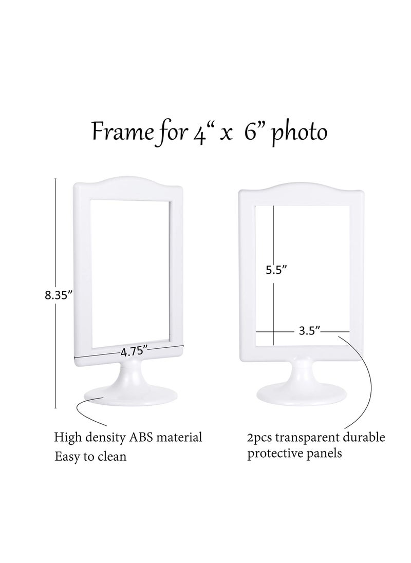 Excefore - Double Sided Standing Picture Frames, 4x6 Inch Pedestal Photo Frame, Two Sided Bulk Plastic Picture Frames for Table Numbers, Wedding Tables(White, 4Pack) - Image 1