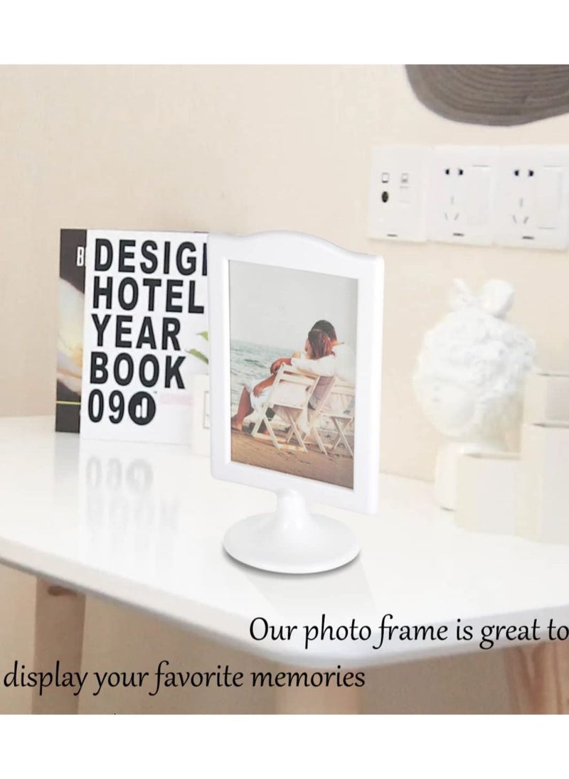 Excefore - Double Sided Standing Picture Frames, 4x6 Inch Pedestal Photo Frame, Two Sided Bulk Plastic Picture Frames for Table Numbers, Wedding Tables(White, 4Pack) - Image 1