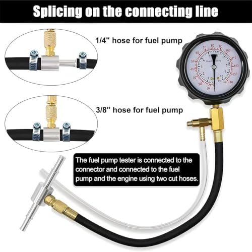 Hetkrishi 0-140PSI Car Fuel Pressure Tester Kit, TU-114 Vehicle Gas Gasoline Injection Pump Pressure Tester Gauge Kit, Automobile Oil Injection Pump Diagnostic Tool Set, Universal Fit - Image 3
