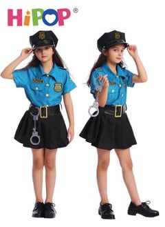 HIPOP Police Costumes for Kids,Dress Up Include Clothes,Hat,Handcuffs,Role Cosplay,Party Pretend Play for Girls Boys  - Image 1