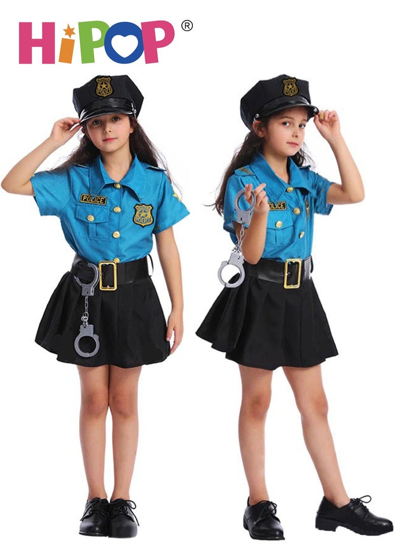 HIPOP - Police Costumes for Kids,Dress Up Include Clothes,Hat,Handcuffs,Role Cosplay,Party Pretend Play for Girls Boys - Image 1