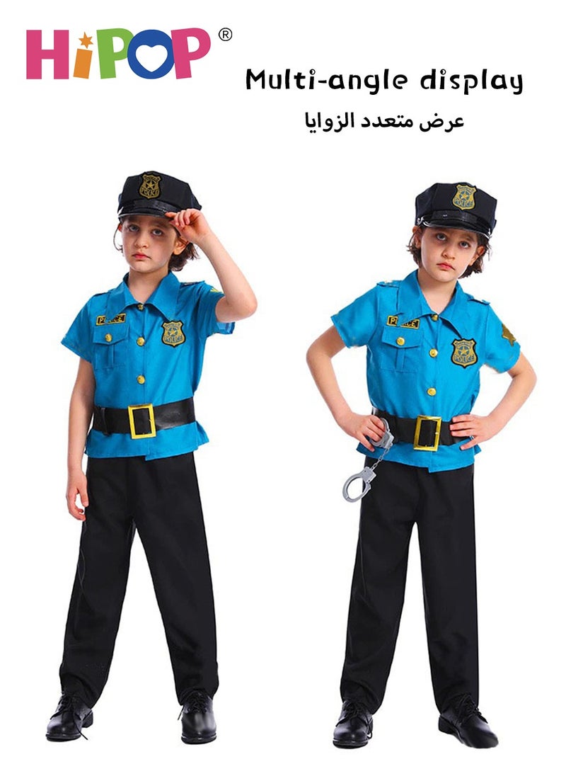 HIPOP - Police Costumes for Kids,Dress Up Include Clothes,Hat,Handcuffs,Role Cosplay,Party Pretend Play for Girls Boys - Image 1