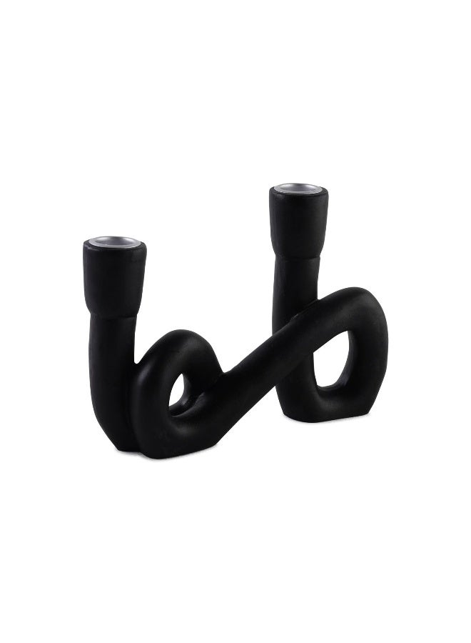 Pan Home Thyme Resin Two Taper Candle Holder 21x5x15cm - Black - Image 2