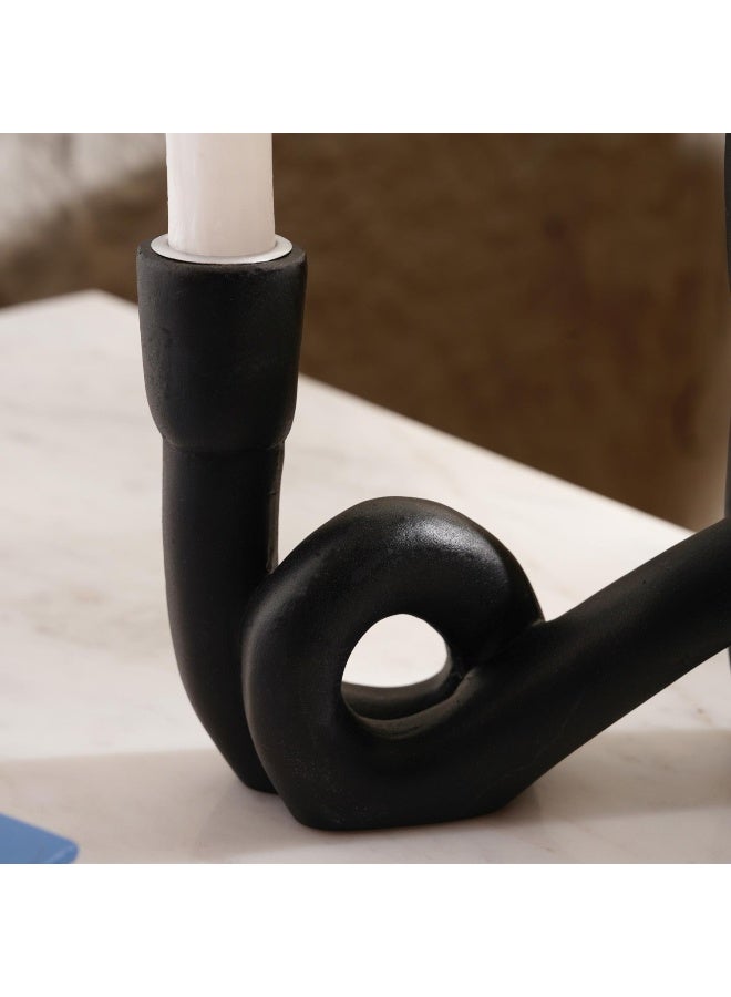 Pan Home Thyme Resin Two Taper Candle Holder 21x5x15cm - Black - Image 3