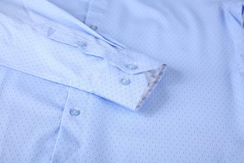 Alex Vando Mens Printed Dress Shirts Easy Care Long Sleeve Button Down Shirt,Blue Square 53,L - Image 5
