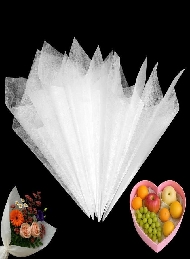 Pretwad 80 Sheets Tissue Flower Wrapping Paper - Milky White 11.8"x11.8" Non-woven Waterproof Floral Bouquet Wraps with Removable Lining Paper for Florist Packaging, Bouquet Arrangement & Gift Bouquets - Image 1