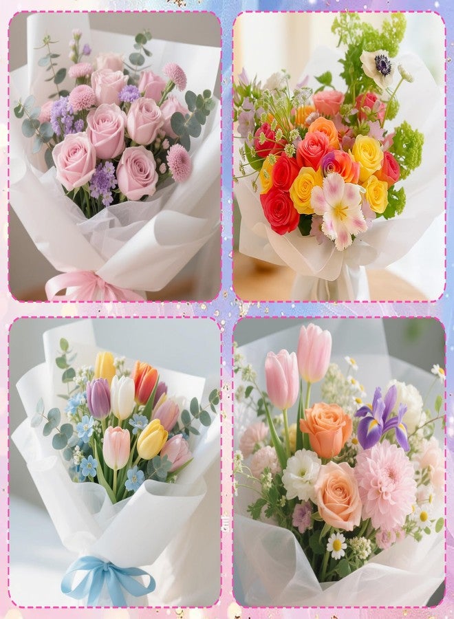 Pretwad 80 Sheets Tissue Flower Wrapping Paper - Milky White 11.8"x11.8" Non-woven Waterproof Floral Bouquet Wraps with Removable Lining Paper for Florist Packaging, Bouquet Arrangement & Gift Bouquets - Image 2