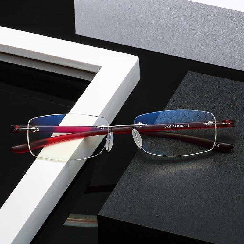 Frameless Tr90 Anti-Blue Light Blue Film Male And Female Interpupillary Distance Reading Glasses Sale 2028 - Image 5