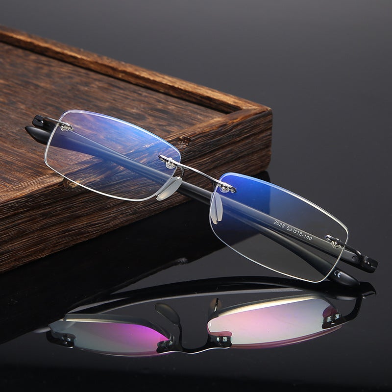 Frameless Tr90 Anti-Blue Light Blue Film Male And Female Interpupillary Distance Reading Glasses Sale 2028 - Image 2