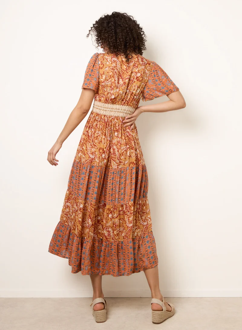 بلو فانيلا Mix Print Beaded Wrap Dress
