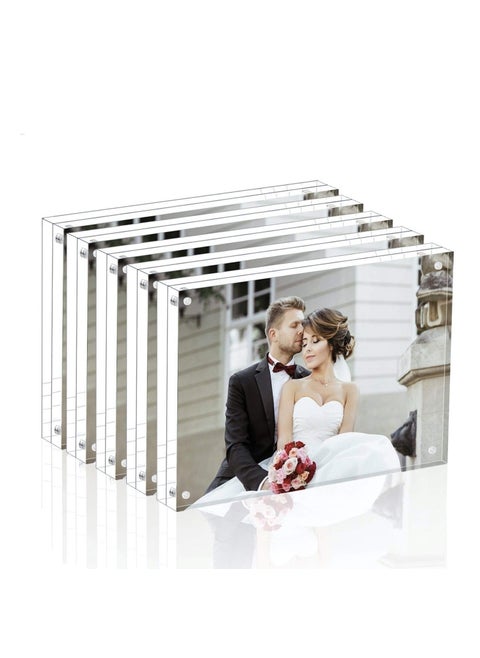 Magicool Premium Acrylic Photo Frame Magnet Photo Frame Double Sied Thick Desktop Frames 5x7 5 Pack