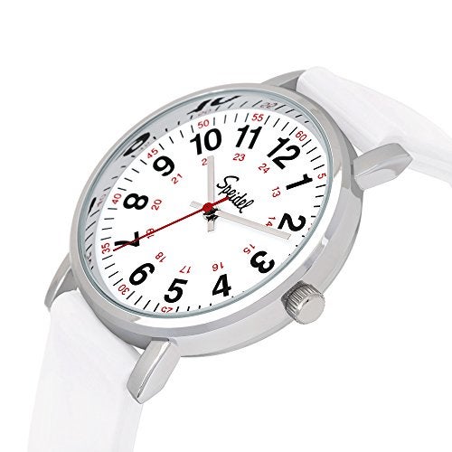 Speidel Original Scrub Watch™ for Nurses, Medical Professionals, Mens and Womens Watch with Second Hand Nursing, Nurse Watches for Women Men, Waterproof 12 and 24 hr Time - White - Image 2
