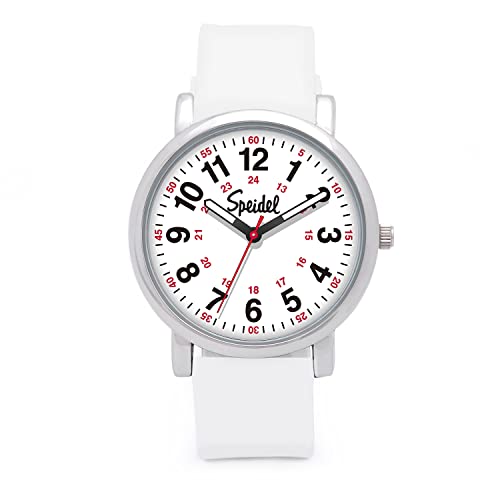 Speidel Original Scrub Watch™ for Nurses, Medical Professionals, Mens and Womens Watch with Second Hand Nursing, Nurse Watches for Women Men, Waterproof 12 and 24 hr Time - White - Image 1