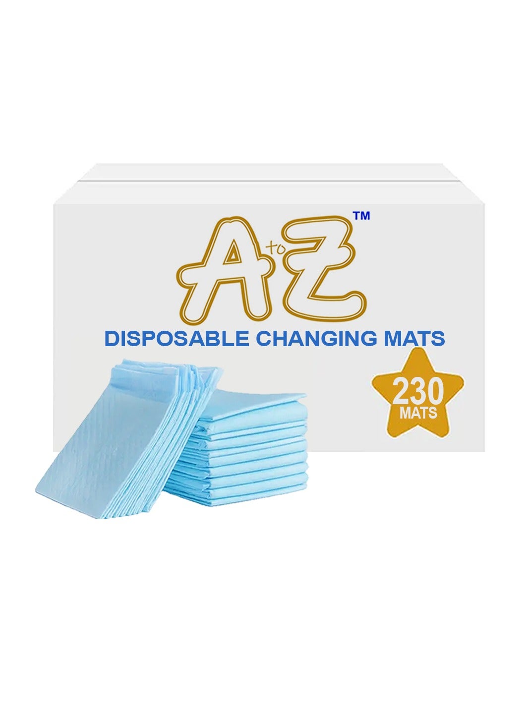 A to Z - Disposable Changing Mat size (45cm x 60cm) Large- Premium Quality for Baby Soft Ultra Absorbent Waterproof - Pack of 230-Blue
