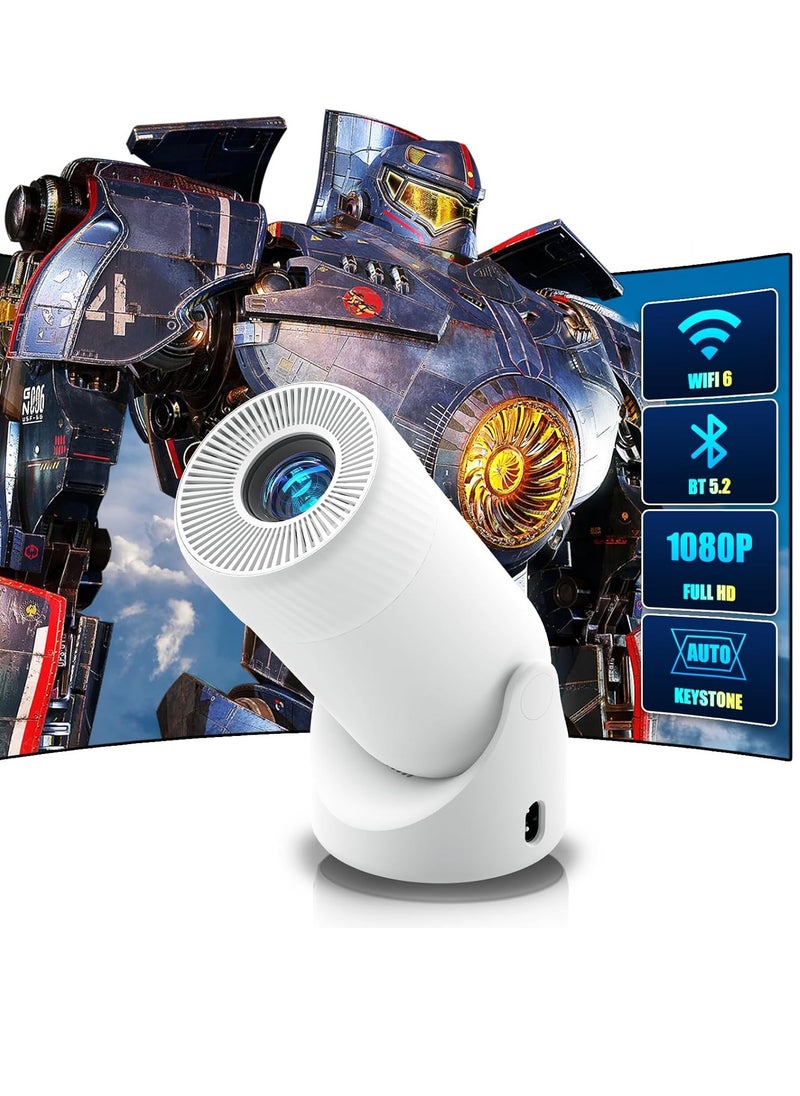 MOCOM Portable WiFi 6 & Bluetooth Mini Projector L1 - 180° Rotating Stand, Full HD 1080P, 200" Max Display, 400 ANSI Lumens, Dual-Band WiFi, AirPlay, Miracast, HDMI, USB, 25dB Silent Cooling, 20,000 Hrs Lamp Life, Compatible with Smartphone, TV Stick, Laptop, PS4, PS5, Switch, Xbox - Perfect for Home Theater, Gaming, Outdoor Movies & Presentations  - Image 1