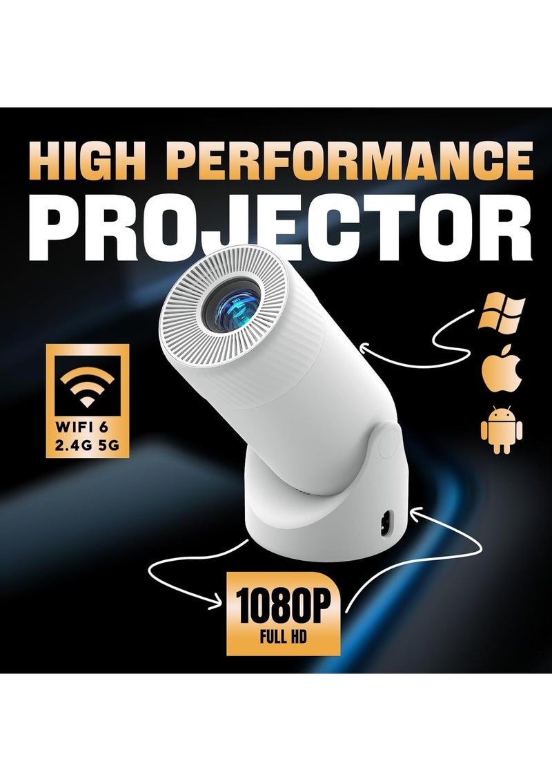 MOCOM Portable WiFi 6 & Bluetooth Mini Projector L1 - 180° Rotating Stand, Full HD 1080P, 200" Max Display, 400 ANSI Lumens, Dual-Band WiFi, AirPlay, Miracast, HDMI, USB, 25dB Silent Cooling, 20,000 Hrs Lamp Life, Compatible with Smartphone, TV Stick, Laptop, PS4, PS5, Switch, Xbox - Perfect for Home Theater, Gaming, Outdoor Movies & Presentations  - Image 2