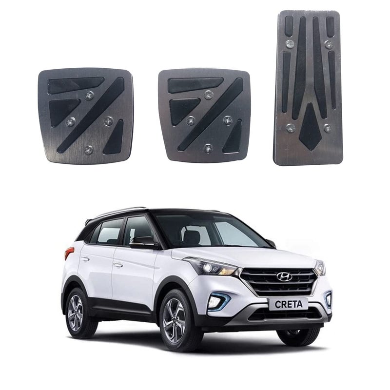 Oshotto 3 Pcs Non-Slip Manual CS-048 Car Pedals Kit Pad Covers Set Compatible with Hyundai Creta (2015-2019) (Grey) - Image 1