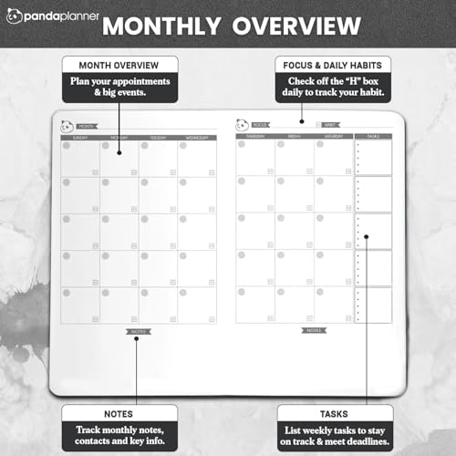 Panda Planner 2025-2026 Business Planner – Undated Daily Work Planner for Professionals & Entrepreneurs – 90 Day Organizer with Goals, KPI Tracker, Monthly Weekly Layout – Compact 8.25” x 5.75” (Black) - Image 4