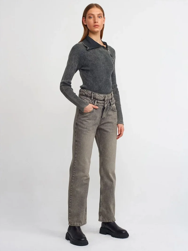Dilvin DILVIN High-Waist Straight-Leg Cotton Denim Jeans