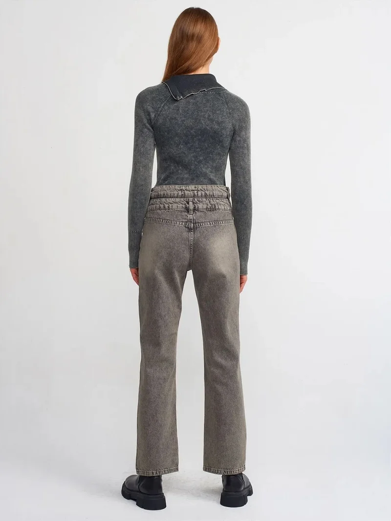 Dilvin DILVIN High-Waist Straight-Leg Cotton Denim Jeans