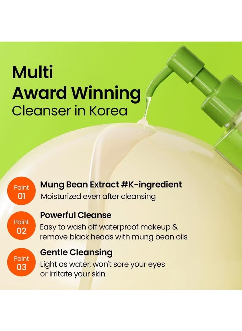 بيبلين beplain Mung Bean Cleansing Oil ((6.76fl.oz/200ml) | بدون عطر | اختبار غير كوميدوجيني | إزالة رأس سوداء المكياج وتنظيف المسام العميقة | مناسبة للبشرة الحساسة | تنظيف مزدوج العناية بالبشرة الكورية  - Image 3