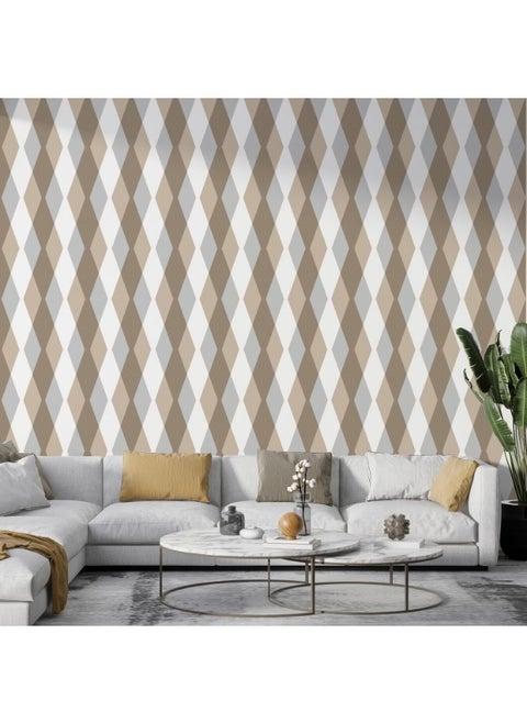 Seamless Aesthetic Beige Print Fabric Wallpaper Covers An Area ​​Up To 4.2Mx3M With Adhesive  And Smoothing Tool