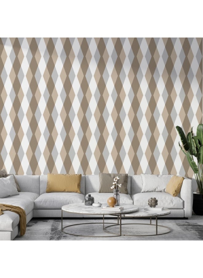 Home Gallery - Seamless Aesthetic Beige Print Fabric Wallpaper Covers An Area ​​Up To 4.2Mx3M With Adhesive  And Smoothing Tool - Image 1