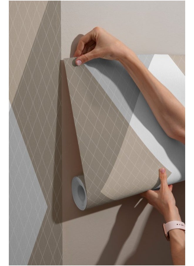 Home Gallery - Seamless Aesthetic Beige Print Fabric Wallpaper Covers An Area ​​Up To 4.2Mx3M With Adhesive  And Smoothing Tool - Image 1
