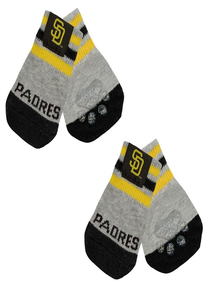 Pets First MLB San Diego Padres Anti Slip Dog Socks with Elastic Ribbed Top, Size X-Small/Small. Indoor/Outdoor Socks, Best Dog Paw Protector, 2 Pairs of Pet Socks with Your Favorite Baseball Sports Team - Image 1