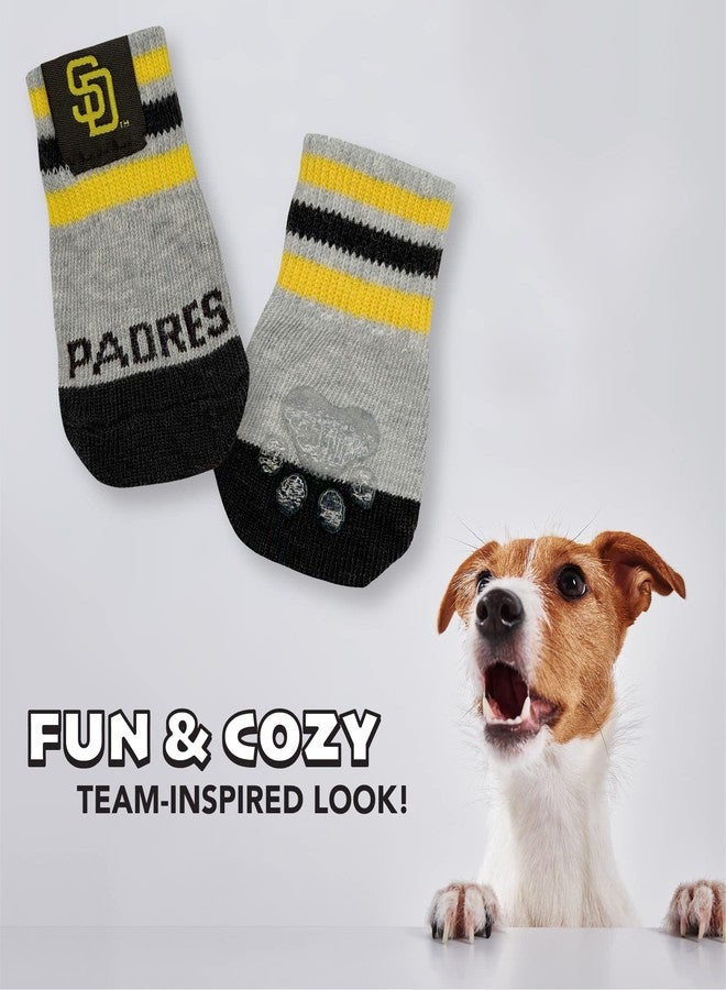 Pets First MLB San Diego Padres Anti Slip Dog Socks with Elastic Ribbed Top, Size X-Small/Small. Indoor/Outdoor Socks, Best Dog Paw Protector, 2 Pairs of Pet Socks with Your Favorite Baseball Sports Team - Image 3