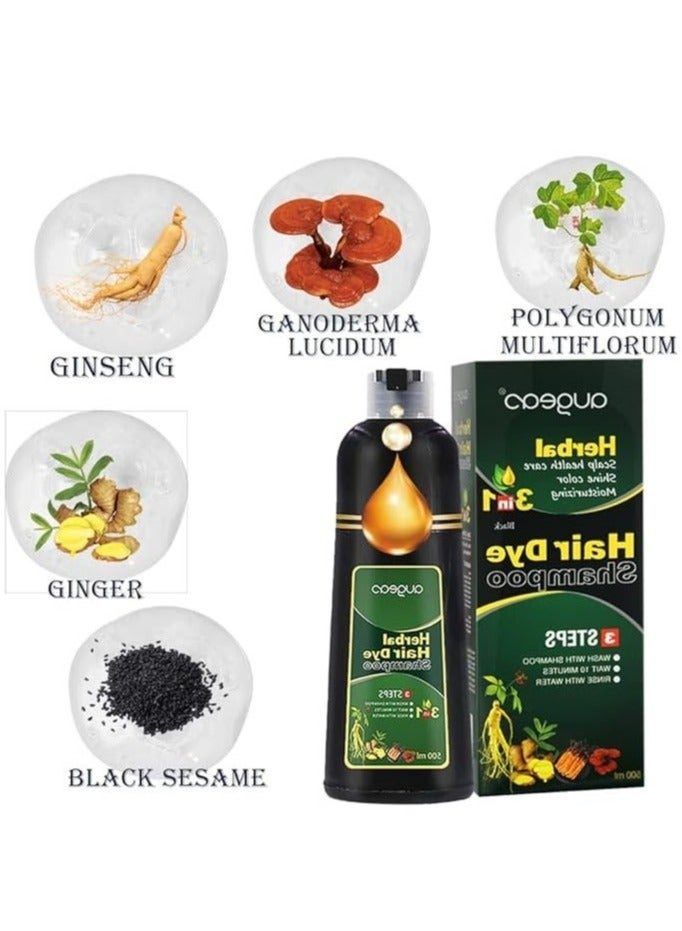 Dark Brown Hair Dye Shampoo for Gray Hair Augeo Instant Hair Color Shampoo 3 in 1 for Women and Men, Herbal Ingredients 100% Grey Hair Coverage 500ML