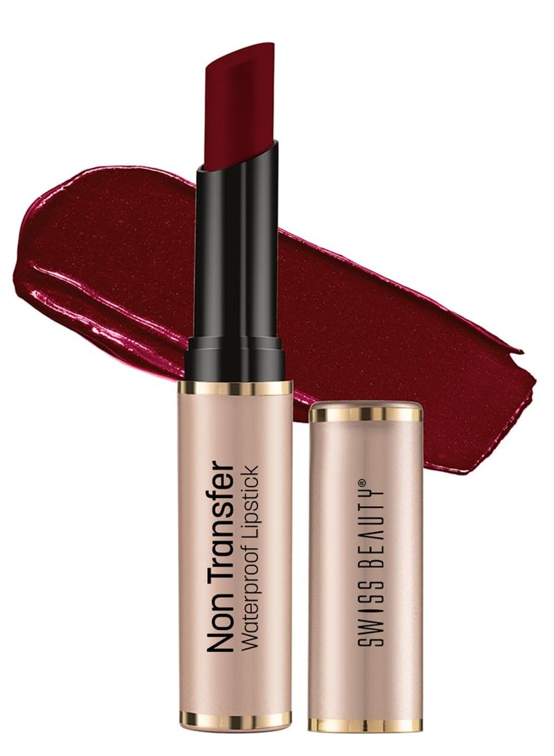 سويس بيوتي أحمر شفاه سويس بيوتي مقاوم للماء غير قابل للنقل مع زيت بذور الجوجوبا، لمسة نهائية غير لامعة، تدوم طويلاً، صبغة عالية الصبغة، رويال مارون 3 جم - Image 1