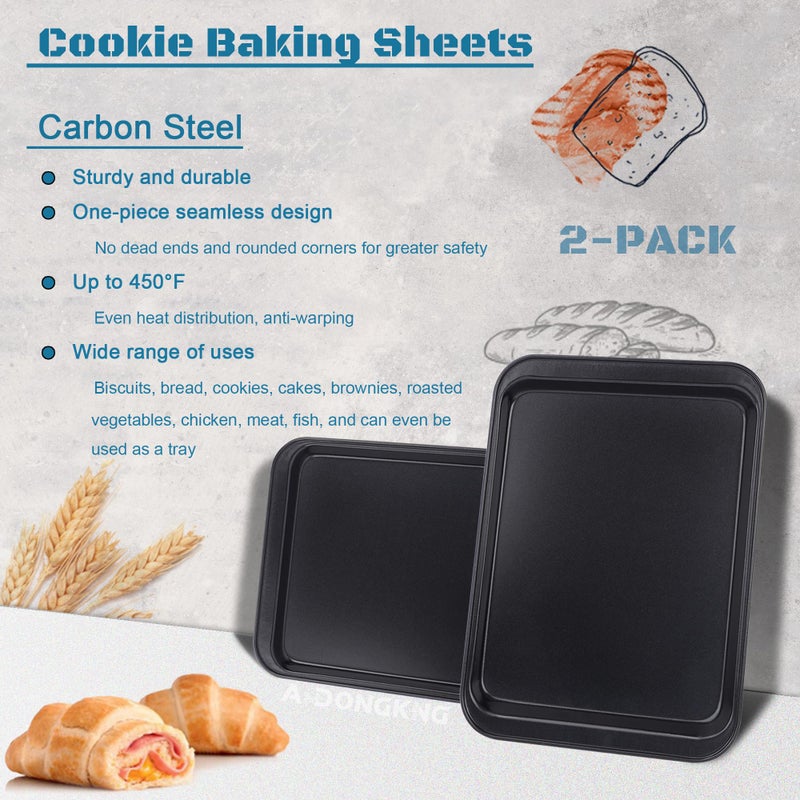 AmDONGKING Small Cookie Sheets  Baking Pans  Nonstick Carbon Steel Baking Sheets  2-Pack  9.5 X 7.1 Inches (Inner 7.5 X 6) - Image 4