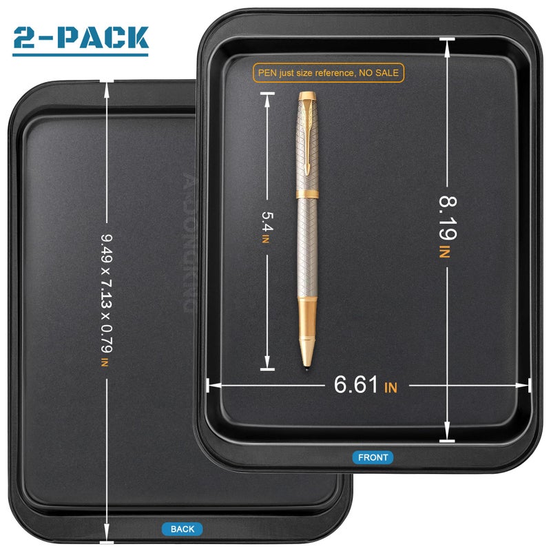 AmDONGKING Small Cookie Sheets  Baking Pans  Nonstick Carbon Steel Baking Sheets  2-Pack  9.5 X 7.1 Inches (Inner 7.5 X 6) - Image 2