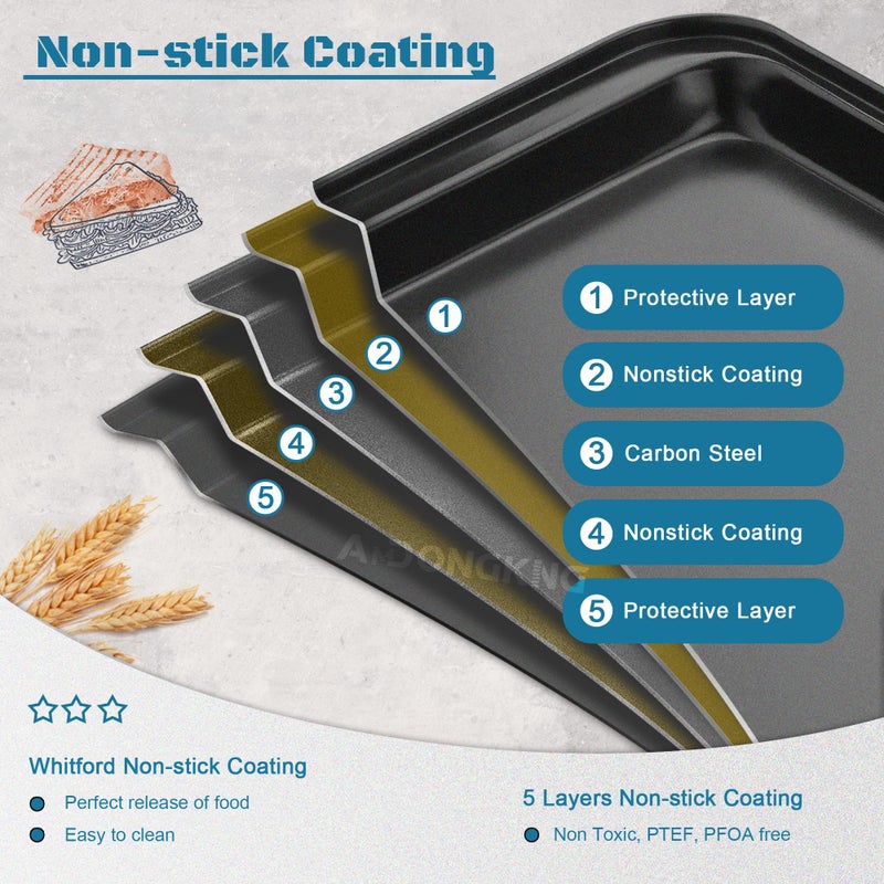 AmDONGKING Small Cookie Sheets  Baking Pans  Nonstick Carbon Steel Baking Sheets  2-Pack  9.5 X 7.1 Inches (Inner 7.5 X 6) - Image 3